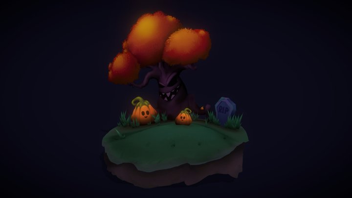 2.5D Halloween Tree 3D Model