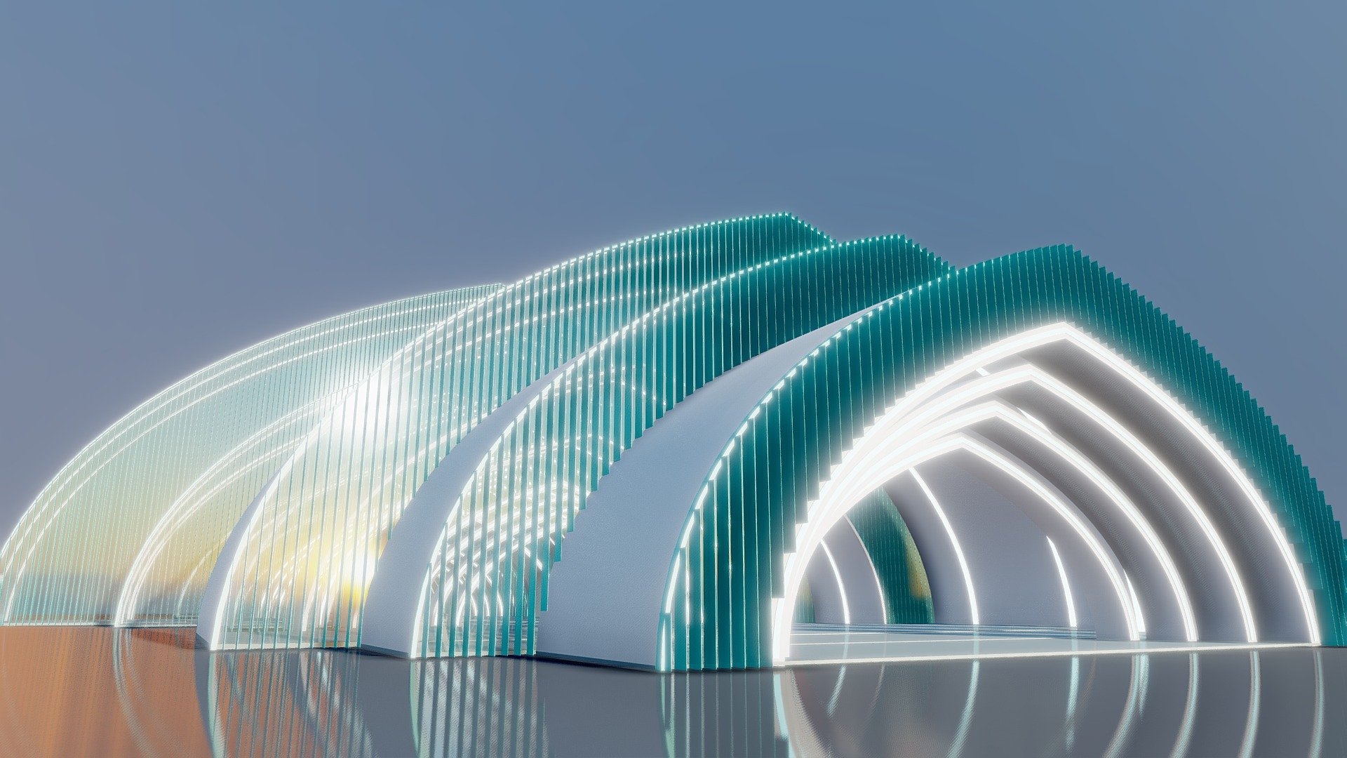 Futuristic Building Interior Exterior 4 - Buy Royalty Free 3D model by ...