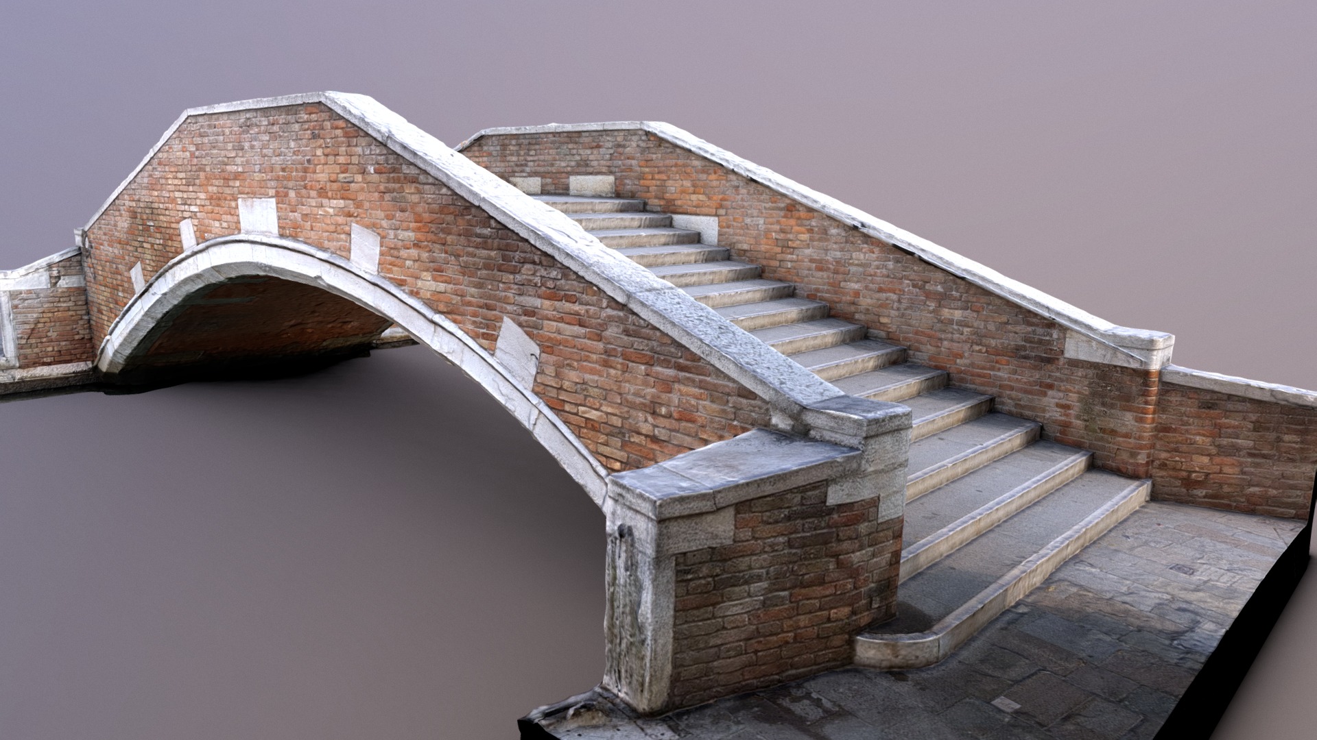 3D model Bridge Ponte De Ca’ Marcello, Venice, Italy - This is a 3D model of the Bridge Ponte De Ca' Marcello, Venice, Italy. The 3D model is about a brick building with a staircase.
