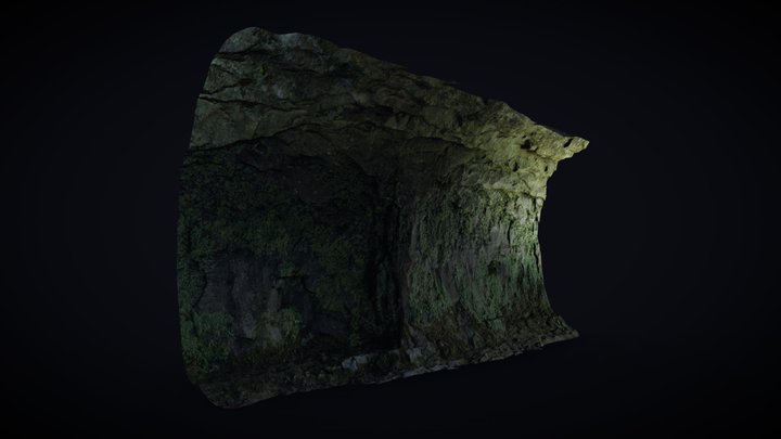 Rock wall scan in a cave environment 3D Model