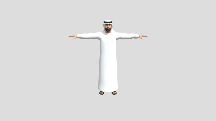 Emarati Male in Local Dress (Rigged+Expressions) 3D Model