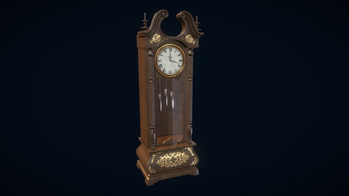 Wooden Standing Clock 3D Model