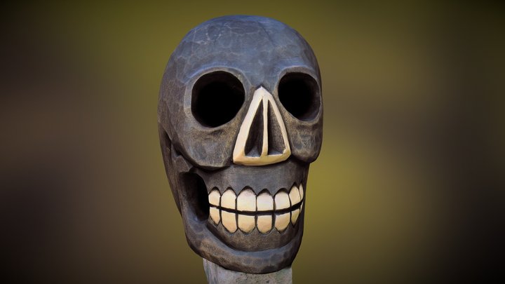 Wooden Skull 01 3D Model
