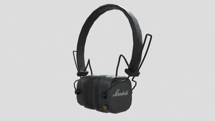 Low poly model of headphones Marshall Major IV 3D Model