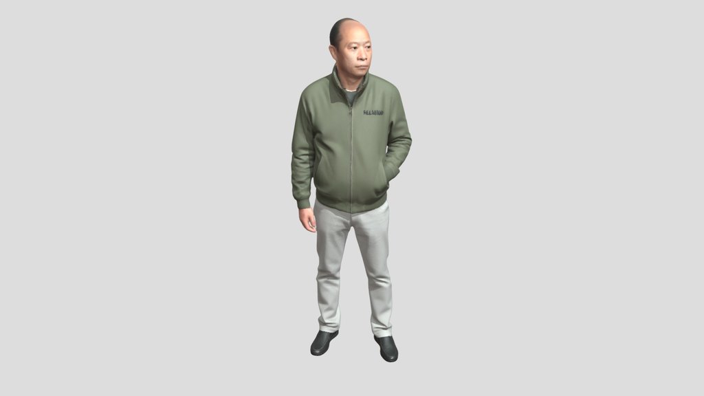 Man In Olive Bomber Jacket
