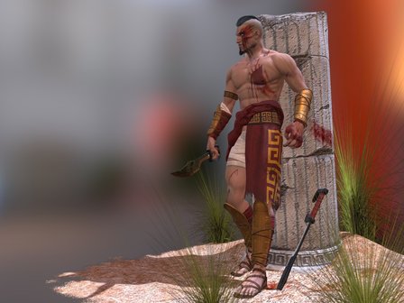 Young Kratos Scene 3D Model