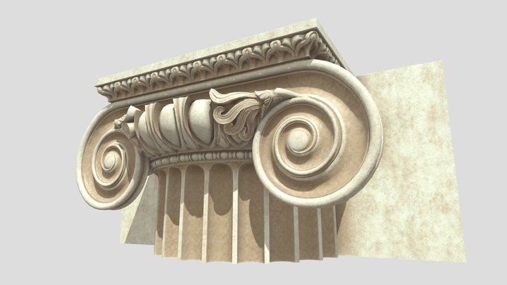 Palmyra Temple of Bel ionic capital 3D Model