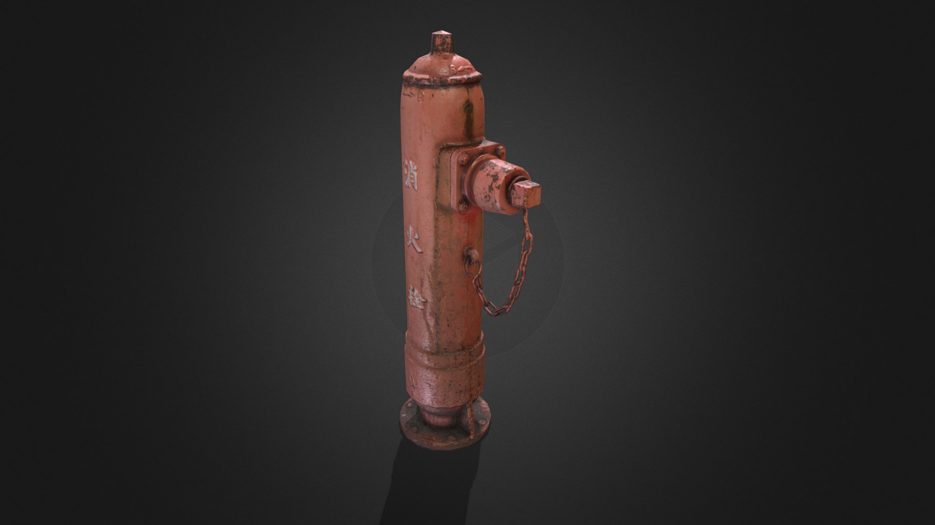 3D model Photogrammetry Japanese Fire Hydrant - This is a 3D model of the Photogrammetry Japanese Fire Hydrant. The 3D model is about a fire hydrant with a black background.