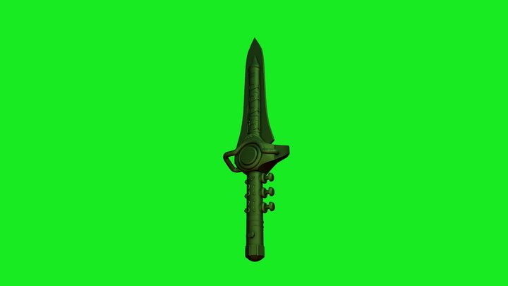 Green Migthy Morphin Power Rangers Dagger/Flaute 3D Model