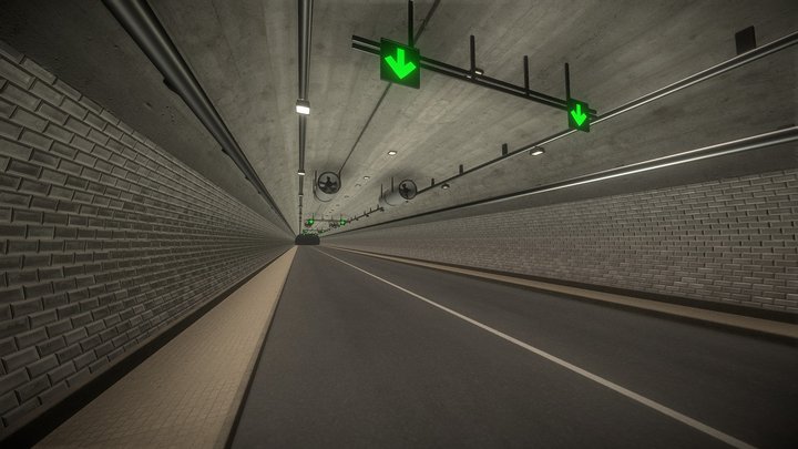 Simple Road Tunnel 3D Model