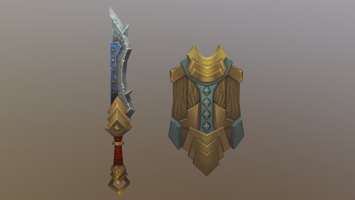 Stylized Sword n Shield 3D Model