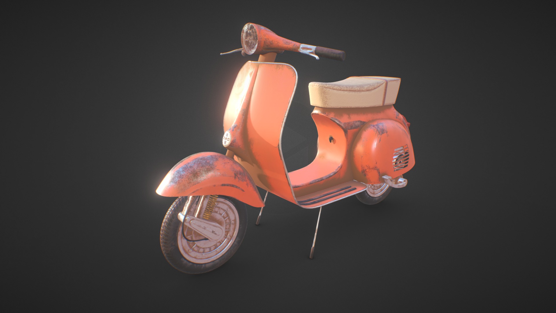 3D model vespa scooter - This is a 3D model of the vespa scooter. The 3D model is about a small orange and white scooter.