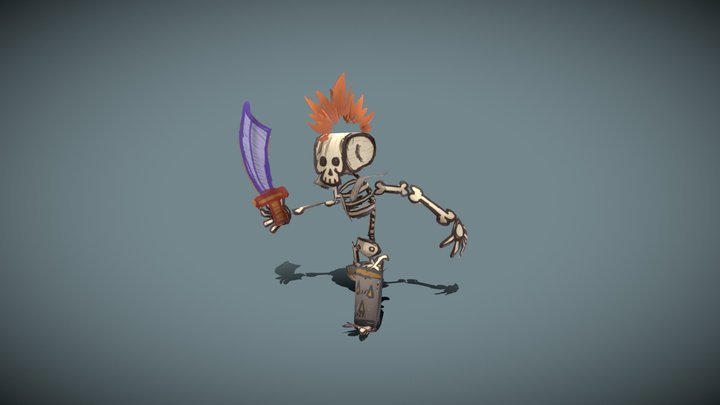 Skeleton Mob Hand Drawn - Doodle Sketch 3D Model
