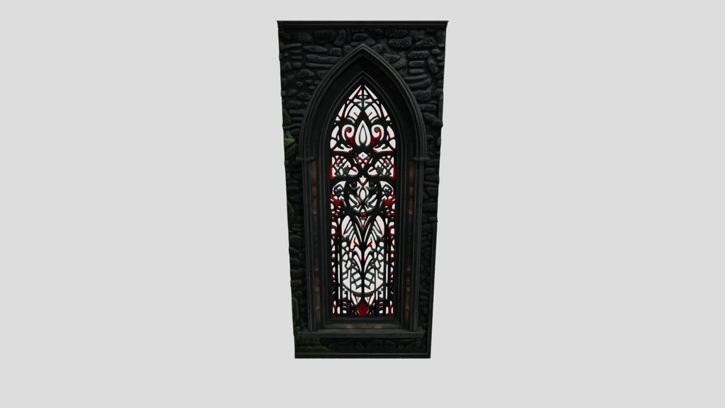 Crimson Arch Stained Glass Window