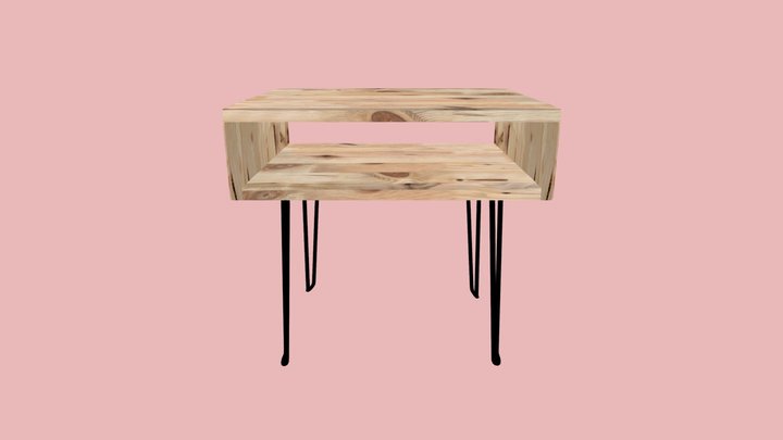 JENNIN Solid Wood Bedside Table 3D Model