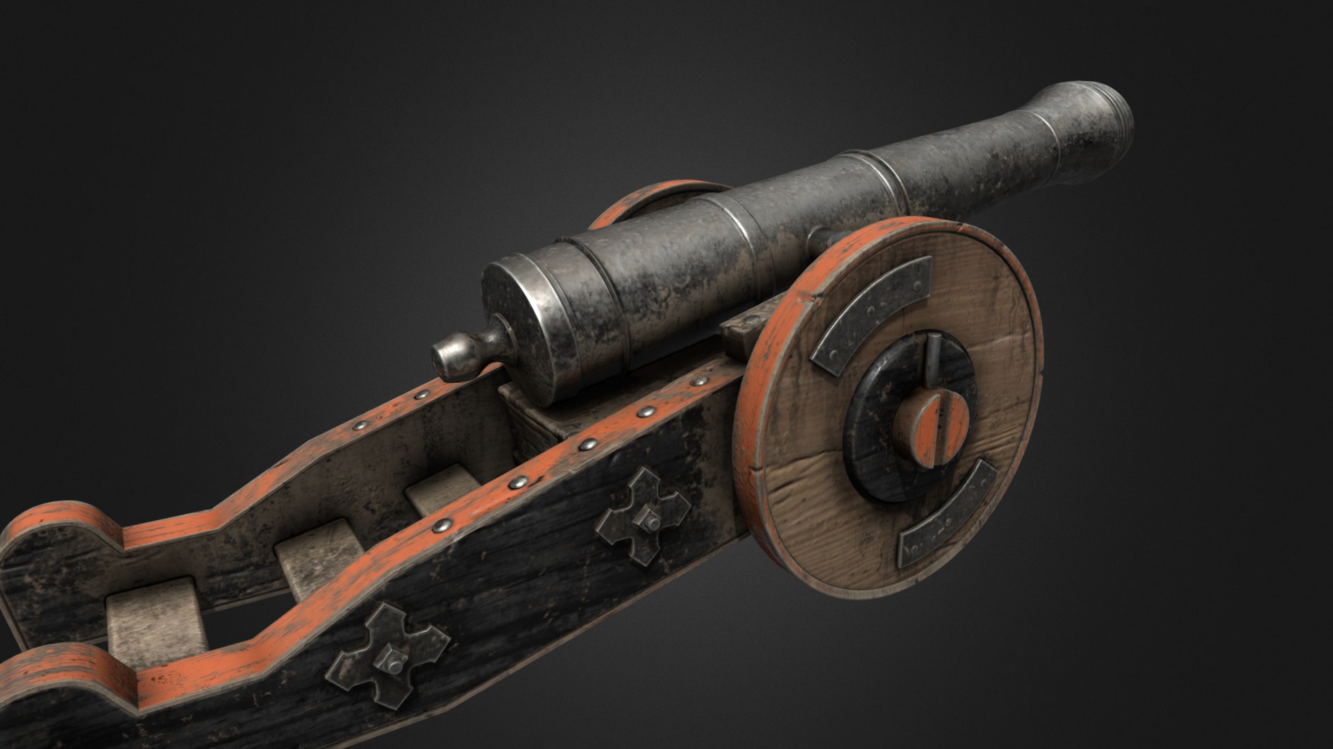3D model Cannon 2wheel  version2 - This is a 3D model of the Cannon 2wheel  version2. The 3D model is about a gun with a scope.