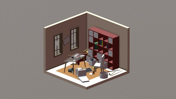 Isometric DeskRoom 3D Model