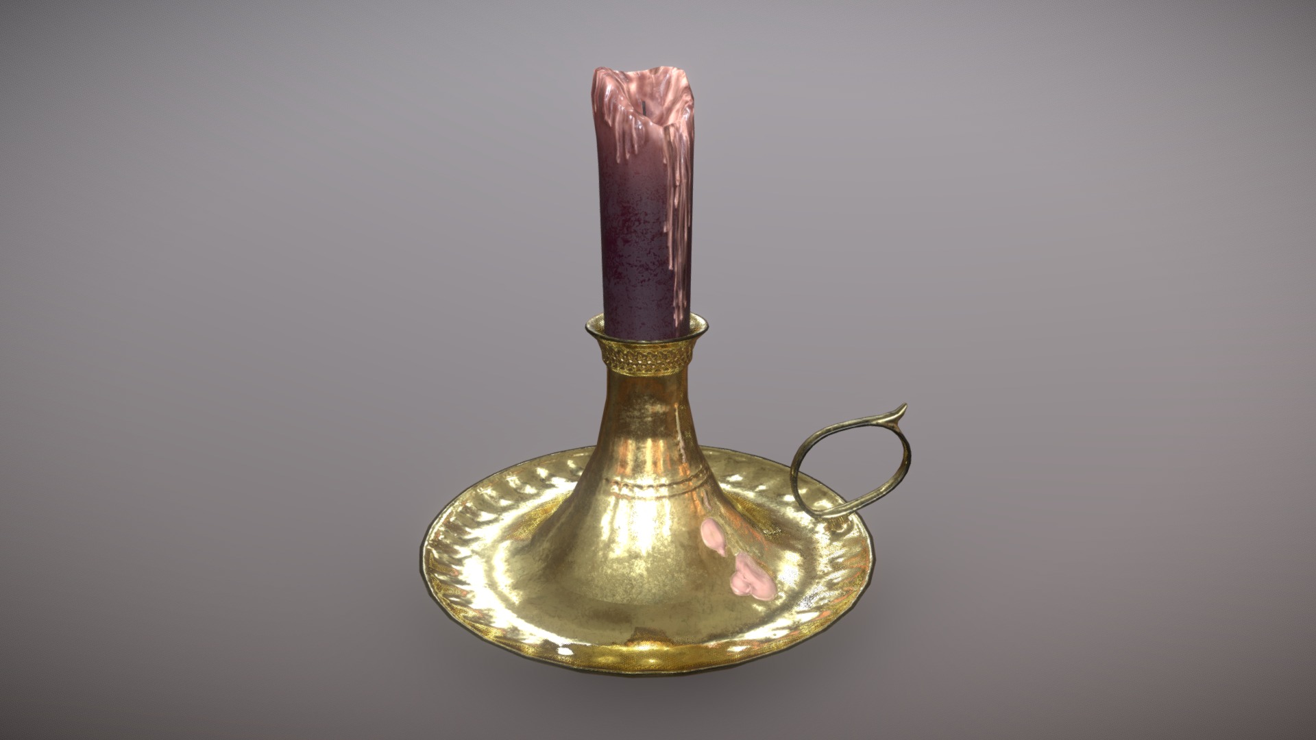 3D model Gold Vintage Сandlestick - This is a 3D model of the Gold Vintage Сandlestick. The 3D model is about a light bulb with a pink top.