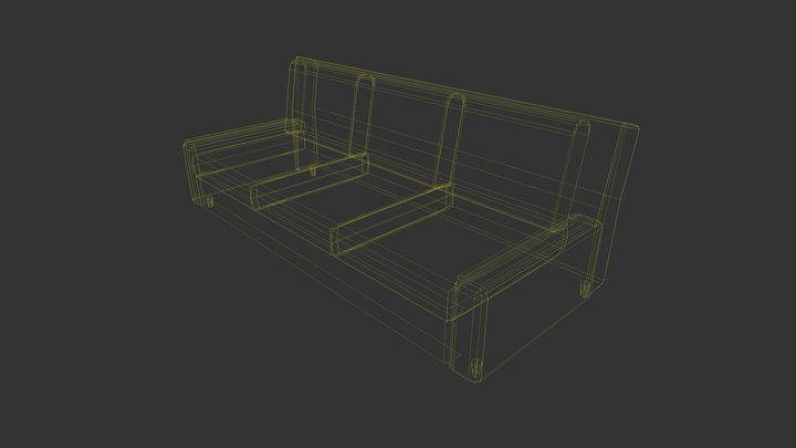 Low Poly Couch wireframe 3D Model