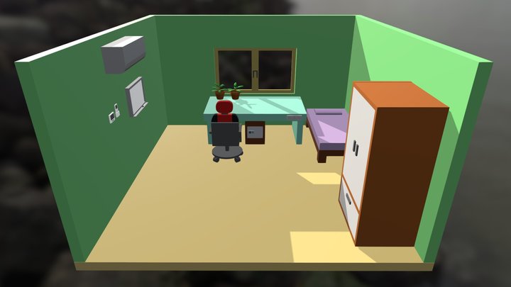 Low Poly Comfy Room 3D Model