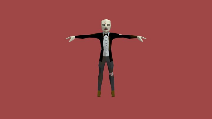 Low Poly Zombie Butler 3D Model