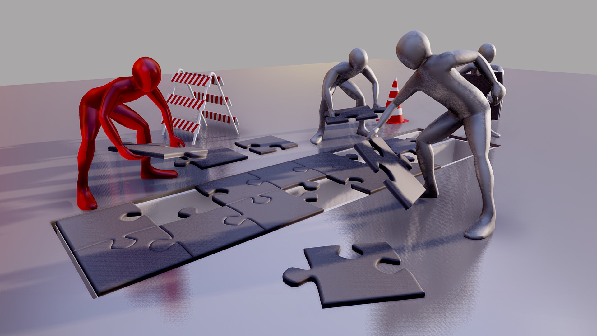 3D model 3D Men Building Puzzle - This is a 3D model of the 3D Men Building Puzzle. The 3D model is about a group of people playing a game.