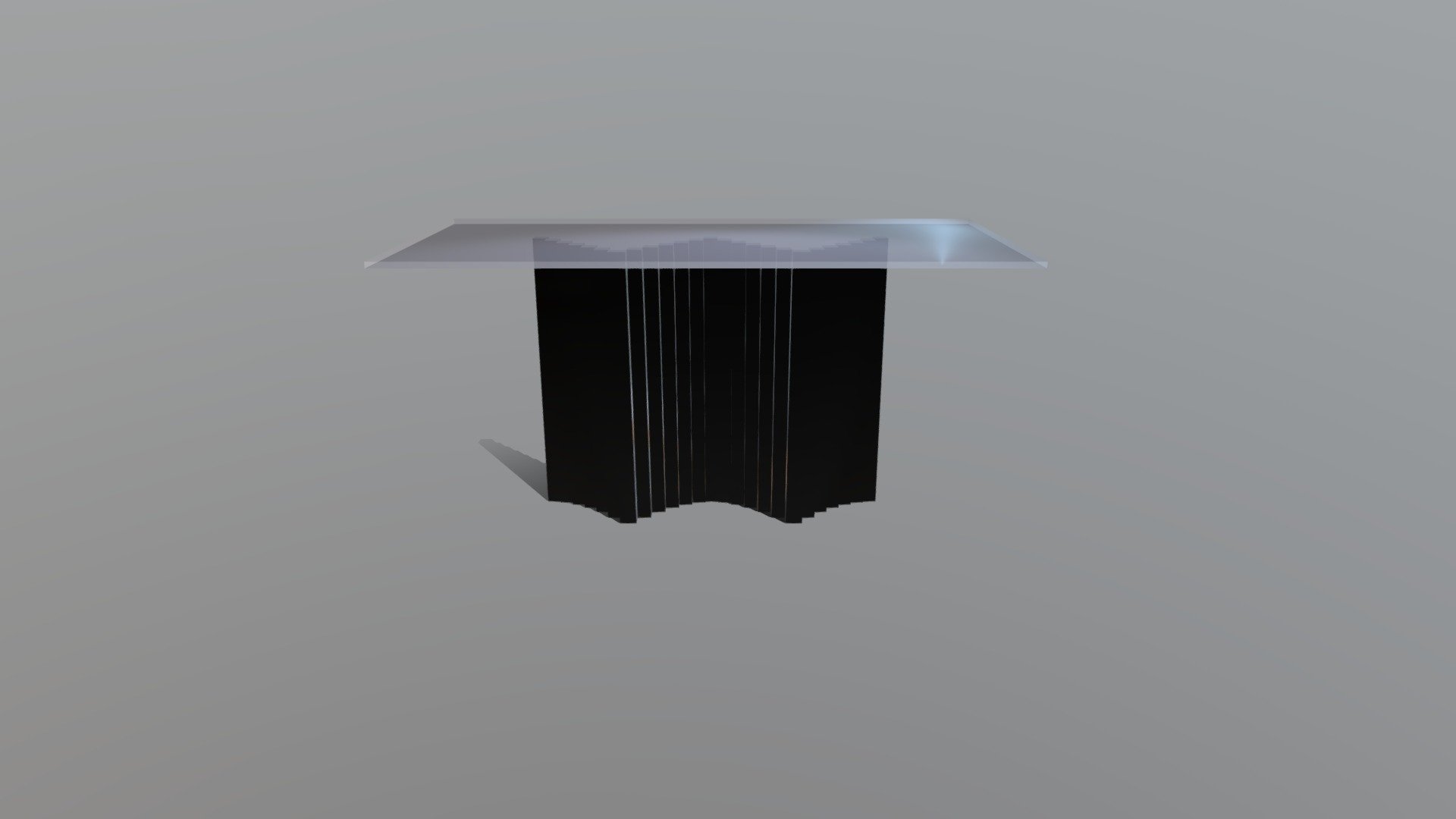 Glass table with cascade pixalated structure