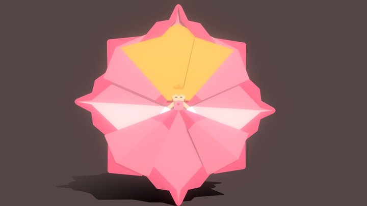 Origami Peach Ornament 3D Model