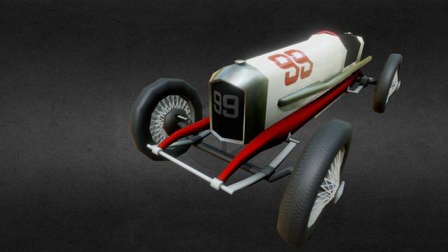 LowPoly Vintage Race Car 4 3D Model