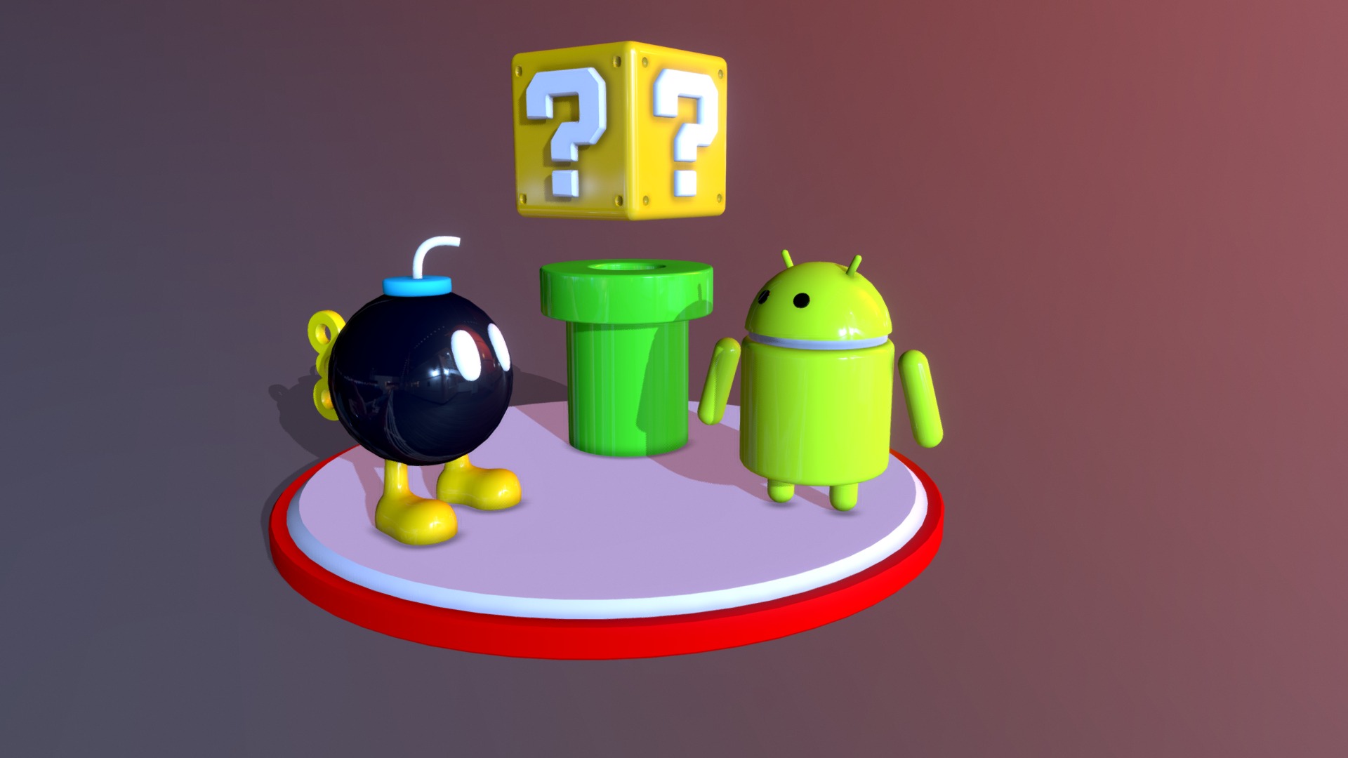 Modelos 3D do Mario Bros e Android