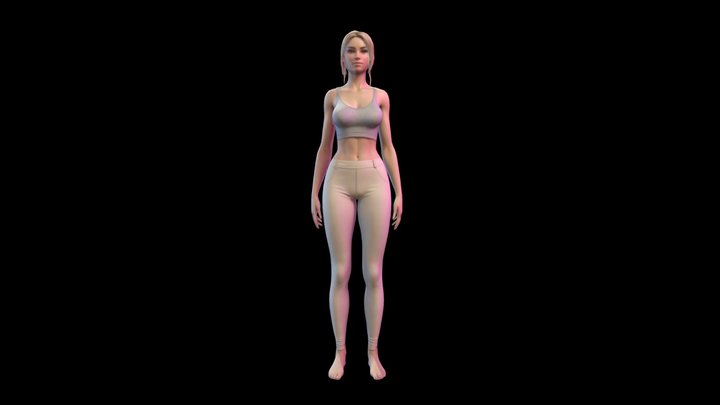 A 3D model of a slim, tall female character 3D Model
