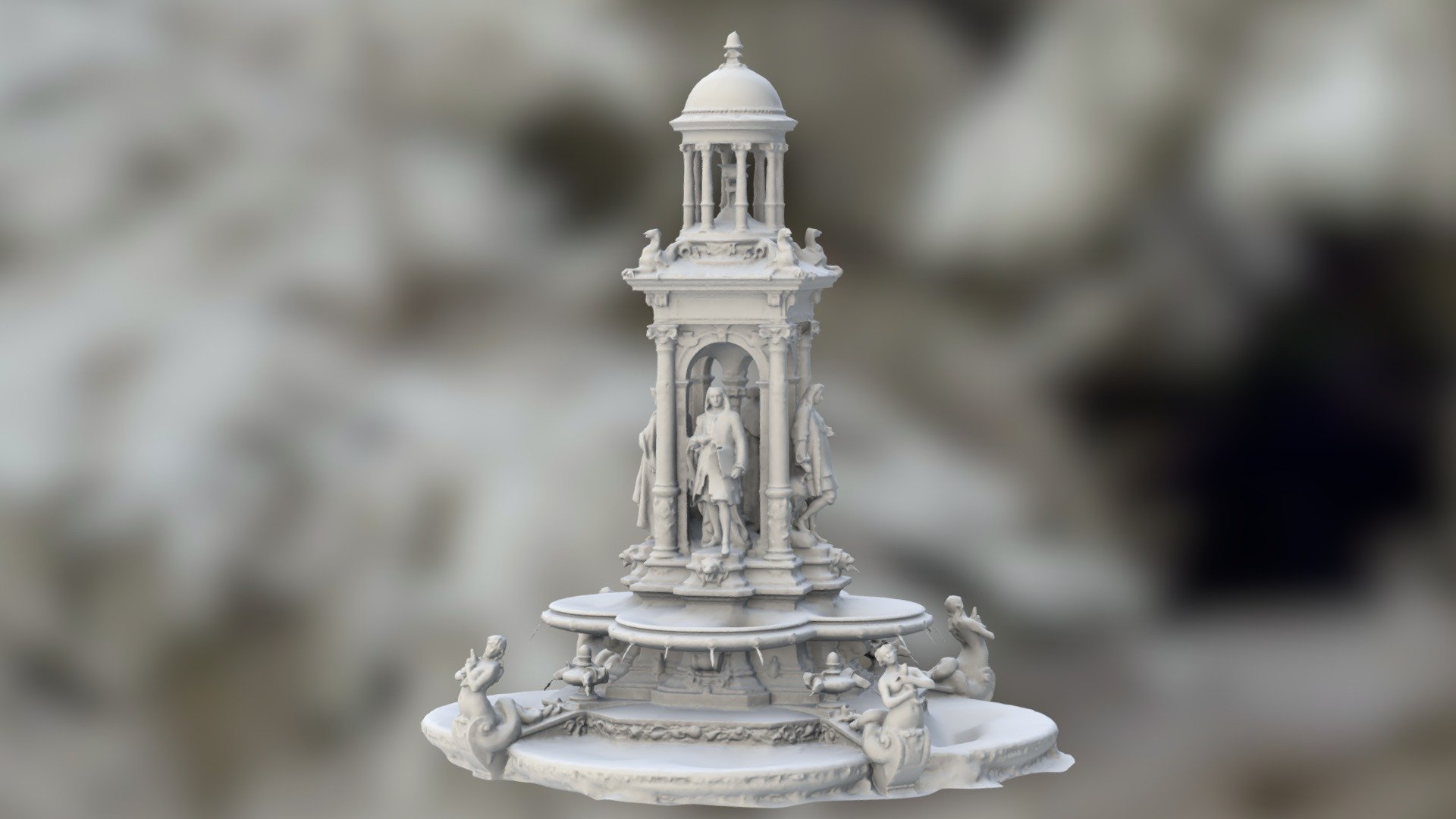 Jacobins Fountain in Lyon, France (no texture)