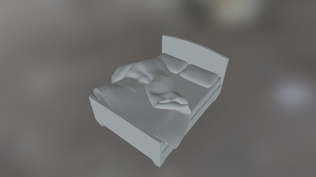 Messy Double Bed [UnTextured] 3D Model