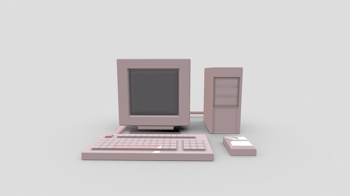 low poly computer 3D Model