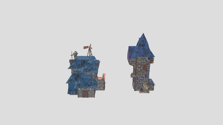 Mideval tower and house 3D Model