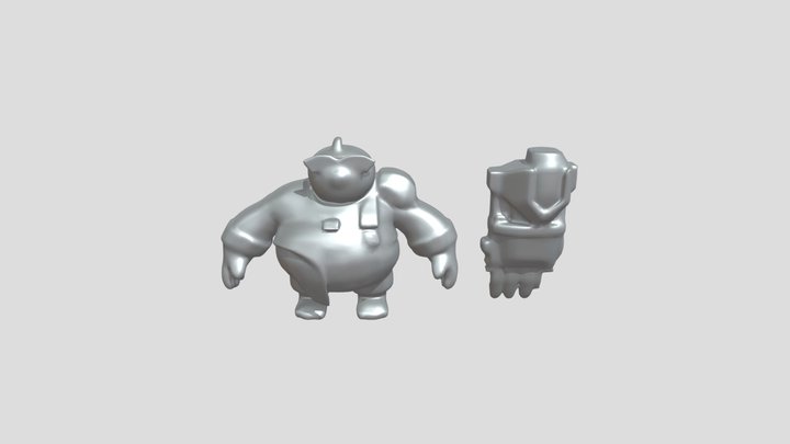 Cartoon bear with robotic arm 3D Model