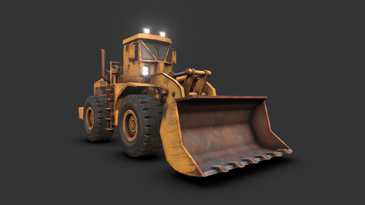 3D model Wheel Loader - This is a 3D model of the Wheel Loader. The 3D model is about a tractor carrying a box.