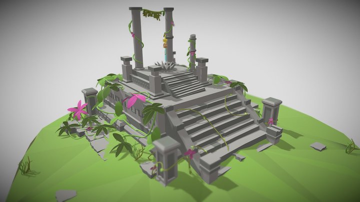 Temple Island low poly 3D Model