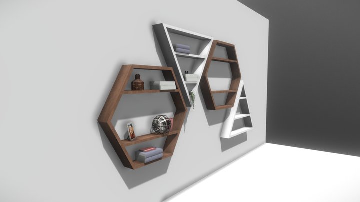 Four Modern Bookshelves 3D Model