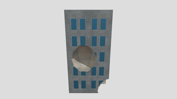 Apartment Building (damaged) Low 3D Model
