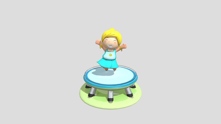 Child jumping on trampoline 3D Model