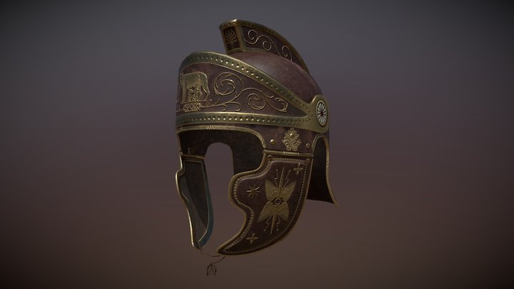 Roman Attic Leather Helmet w/o Feathers. 3D Model