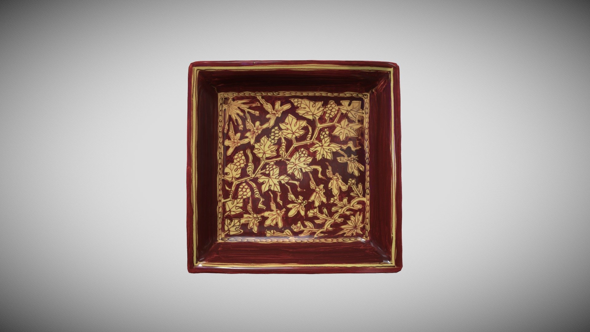 黄地紅彩蜂葡萄文角皿 — Sketchfab embed 3D viewer