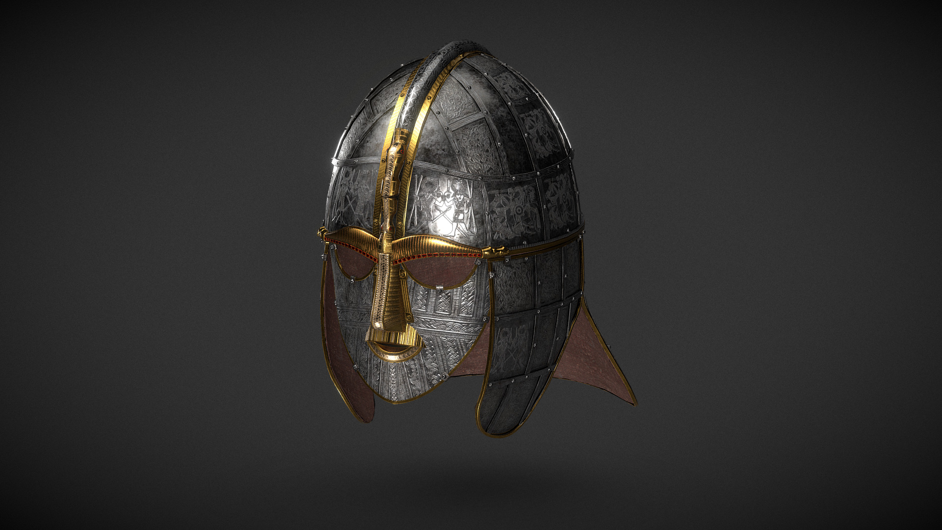 3D model Sutton Hoo Helmet - This is a 3D model of the Sutton Hoo Helmet. The 3D model is about a light fixture on a wall.