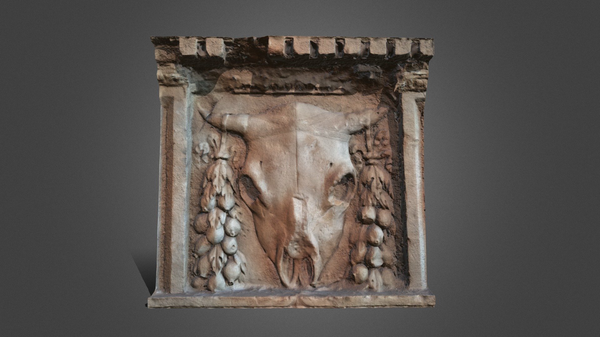 Cow skull low relief, Beynac Castle, France