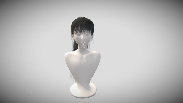 3D model Realistic Woman high ponytail long Hair Style VR / AR
