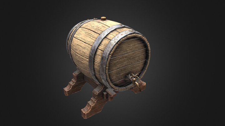 Wooden Barrel Keg (game ready asset) 3D Model