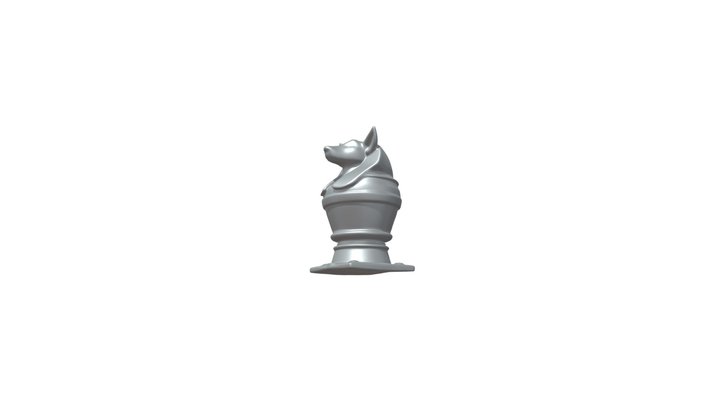 Cat-headed pharaoh statue with ancient Egyptian 3D Model
