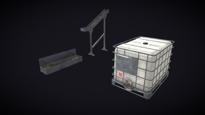 Industrial package assets Tank + Washers 3D Model