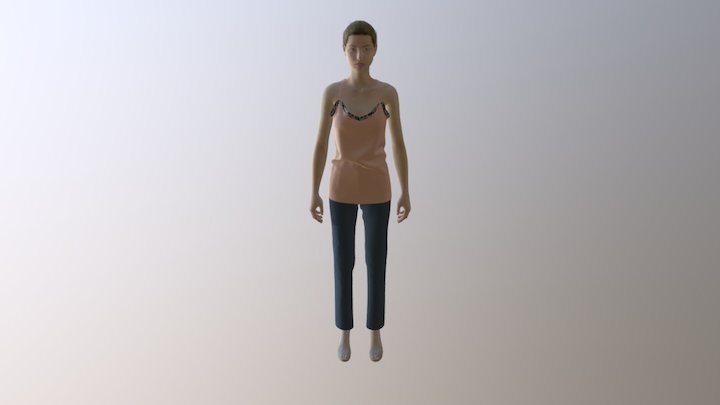 Model with top with lace and jeans 3D Model